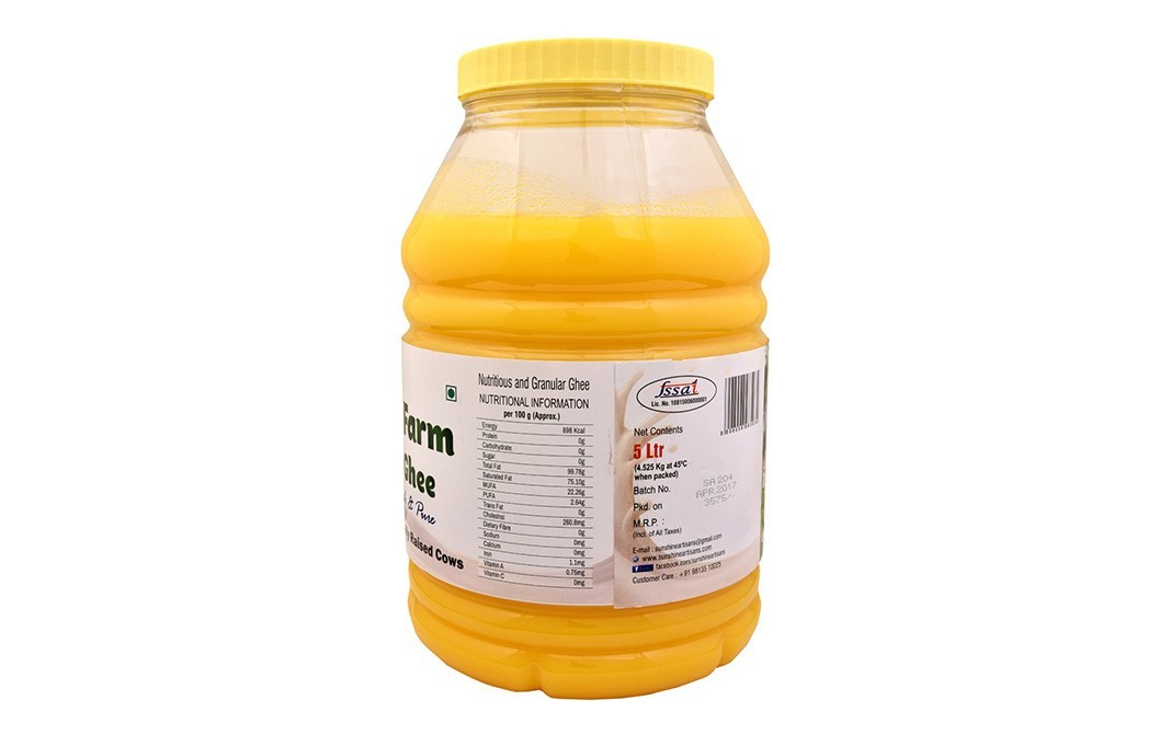 Sunshine Farm Artisan Cow Ghee (Fresh & Pure)    Plastic Jar  5 litre